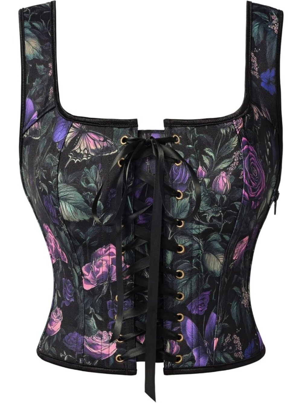Floral Renaissance Fairy Costume Corset Top with Boned Waist for Elegant Look